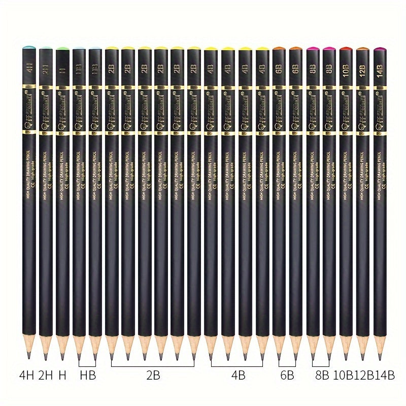 41pcs desenho conjunto de lápis de esboço para iniciantes apontador de lápis de carvão, borracha, extensor de lápis, faca, borracha de papel, lápis de esboço arte conjunto de lápis de cor colorida para presente e volta às aulas