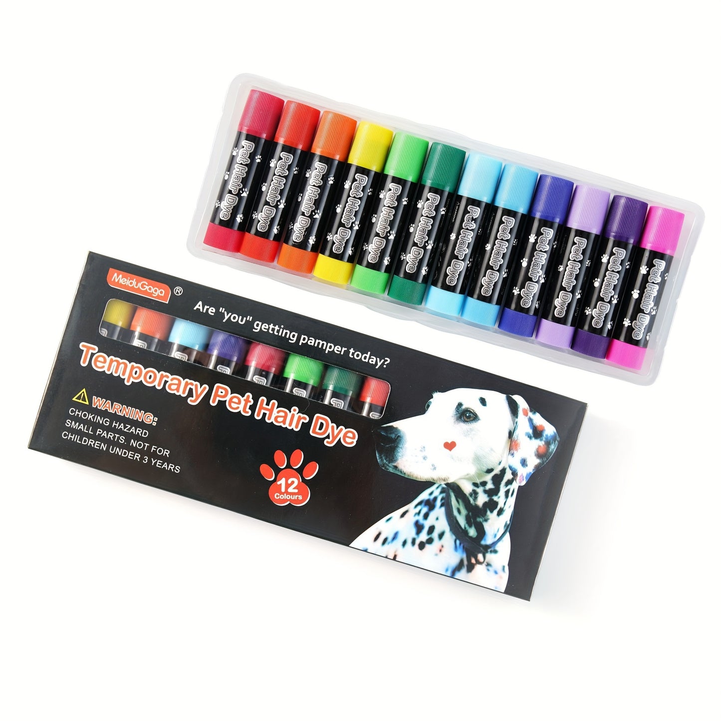 12 Colors Disposable Dog Hair Dye Paint Temporary, Pet Fur Markers Non Toxic Safe Hair Color Painting Styling Crayon