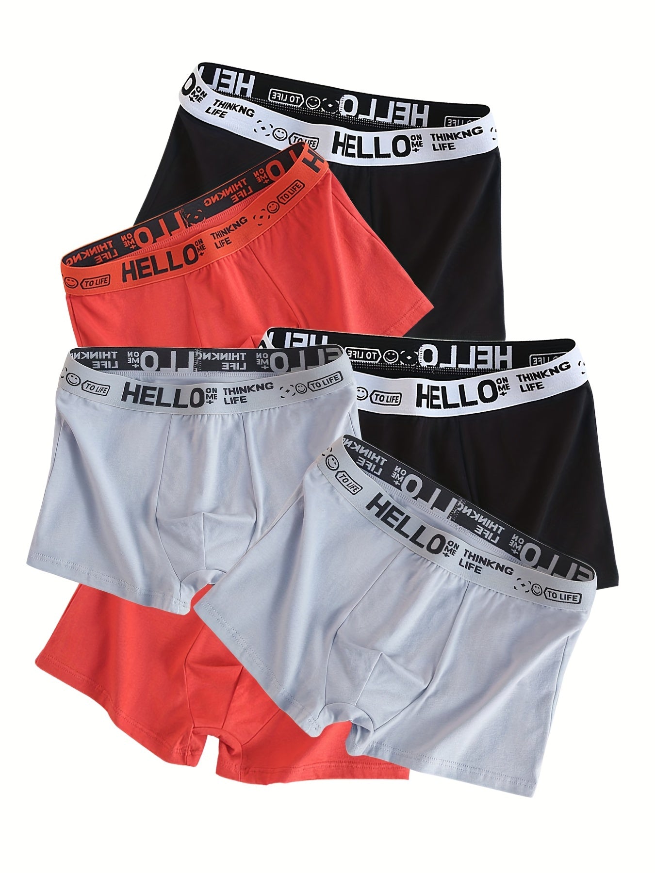 6pcs Calzoncillos boxer elásticos de algodón transpirable para hombres Color sólido Calzoncillos de algodón transpirable Ropa interior