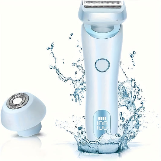 2-in-1 Rechargeable Shaver For Women, Waterproof For Wet And Dry Use, Cordless Hair Removal Bikini Trimmer