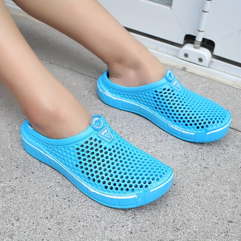 Women's Solid Color Clogs, Round Toe Slip-on EVA Shoes, Women's Casual Slides For Beach