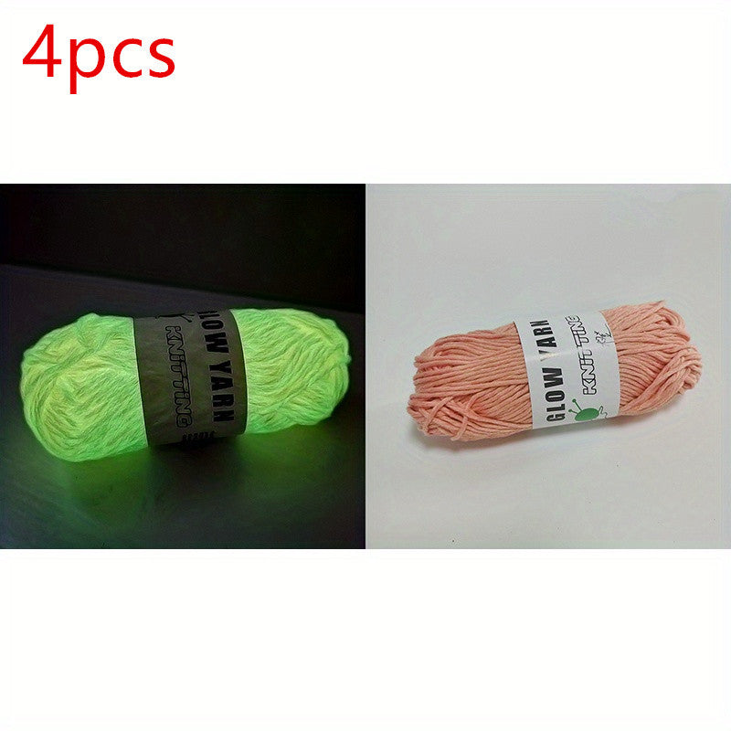 4pcs Glow In The Dark Yarn, 50m\u002Froll DIY Arts Crafts Sewing Supplies For Crocheting