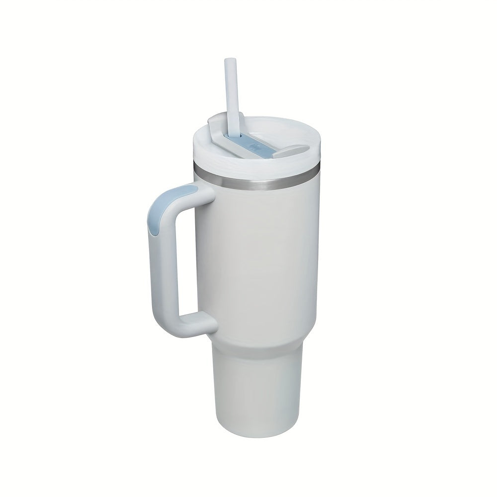 Grande tasse isolée en acier inoxydable de 40oz avec poignée portable et paille-Gardez les boissons froides pendant des heures, guidon double couche amélioré pour une prise en main confortable, conception étanche-Cadeau parfait pour les amateurs de plein 