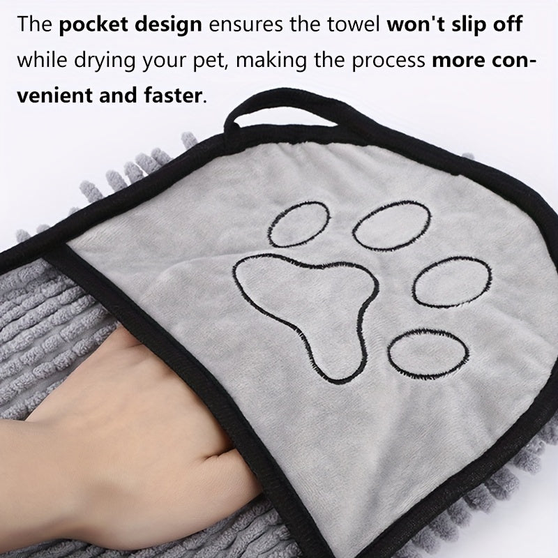 1pc Ultra-fine Fiber Pet Absorbent Towel For Drying Water And Cleaning Hair After Bathing For Dogs And Cats