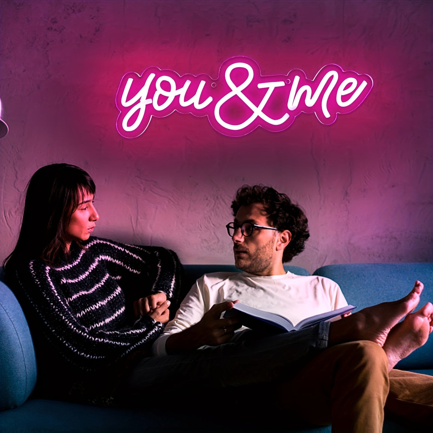 Lumière néon Led You And Me, 1 pièce, panneau néon romantique alimenté par USB, décorations pour fête de mariage, anniversaire