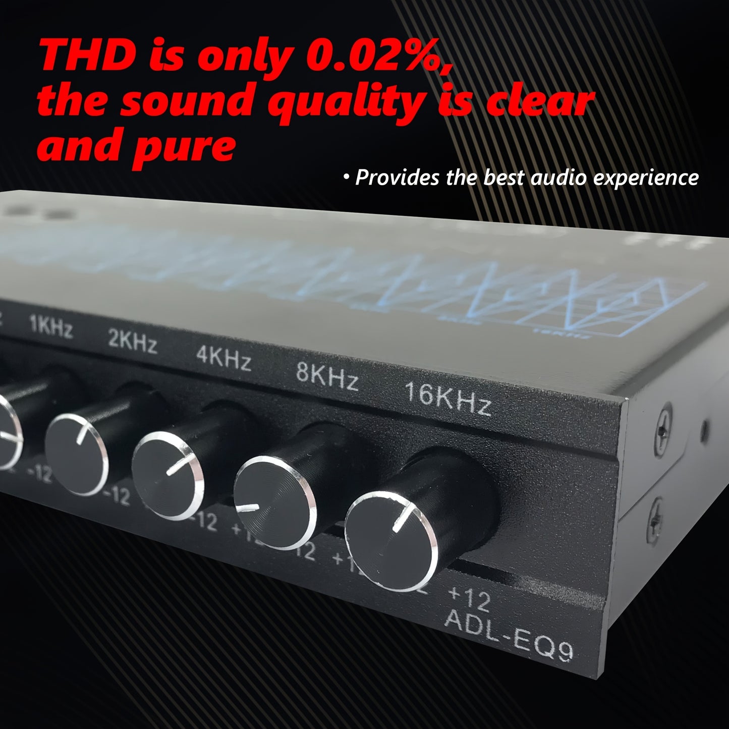 EQ9 9-band Full-range Car Equalizer, Tuned Audio, Multiple Input And Output Links, Supports Treble And Bass, Car Modified Audio Equalizer