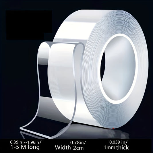 240 Rolls Long 196.85 Inch Wide 0.79inch Nano Double-sided Adhesive Strong Tape Transparent Tape Home Office Washable Adhesive Nano Traceless Sticker Glue Magic Sticker Tape And Fixed Products