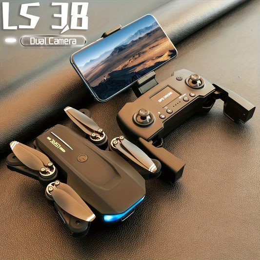 LS-38 GPS Remote Control Toy Drone With  HD Dual Camera, 1pc Battery, 4pcs Fan Blade, A Storage Bag, Headless Mode, WIFI FPV, Connected Mobile App Control Boy Gift Toy