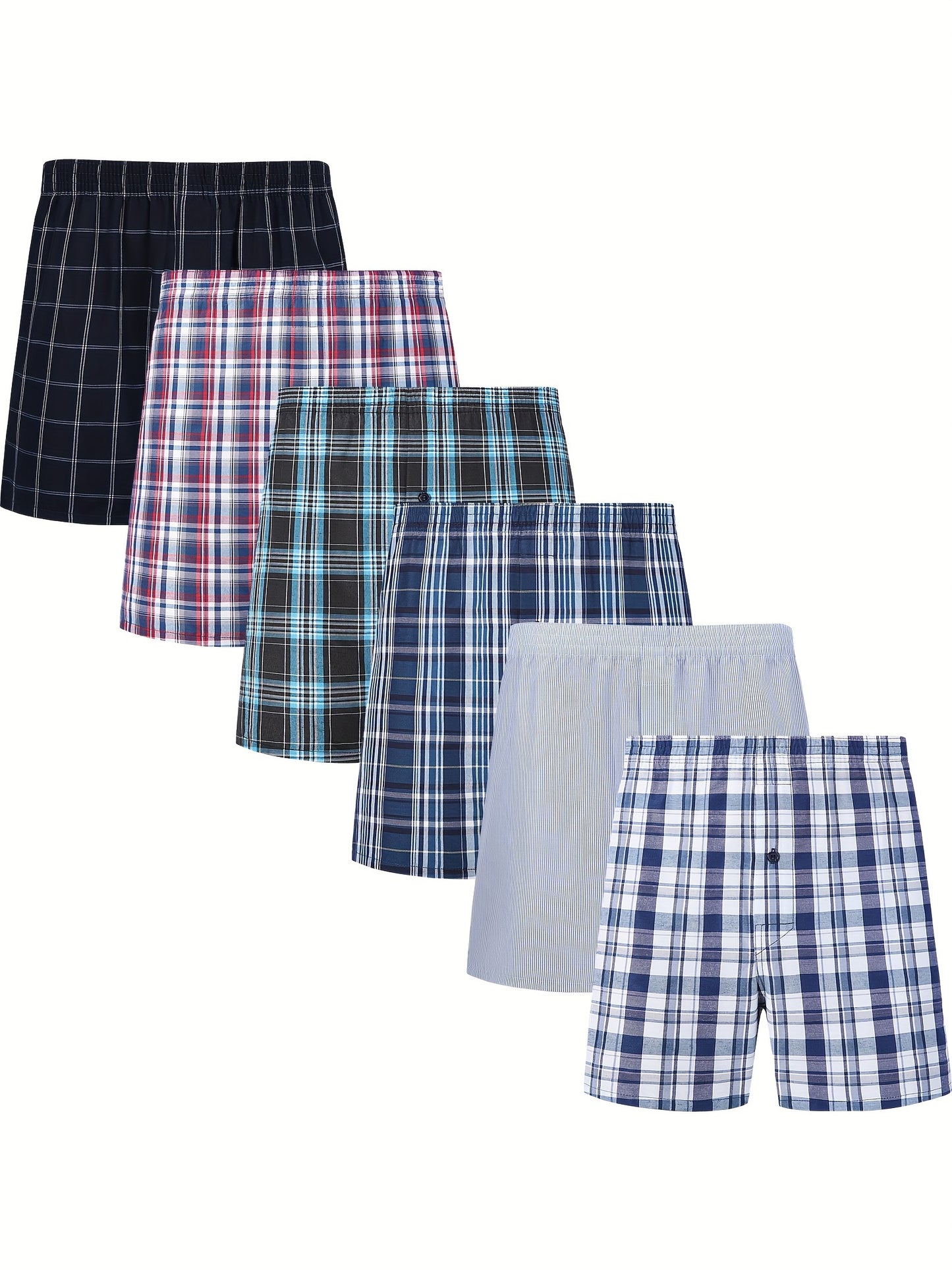 JupiterSecret 6\u002F10 Pcs Men's Woven Boxer Shorts Elastic Waistband Random Color