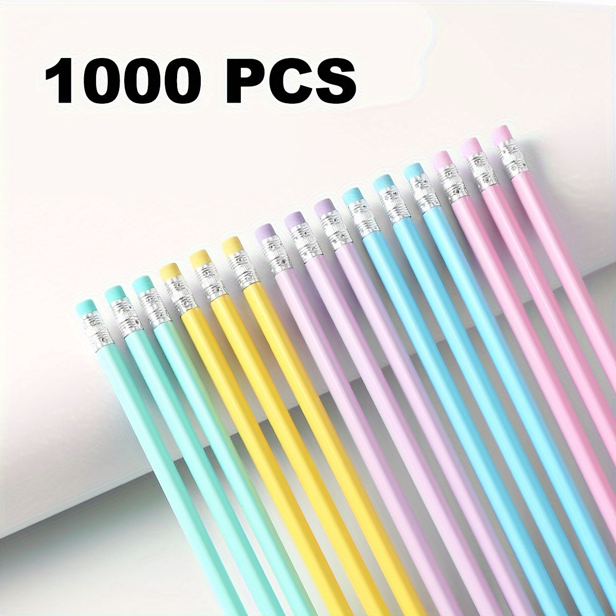 1000pcs Wooden Pencils With Eraser, Multi-color Pencils, Writing Pencils, Office Pencils, Stationery Supplies