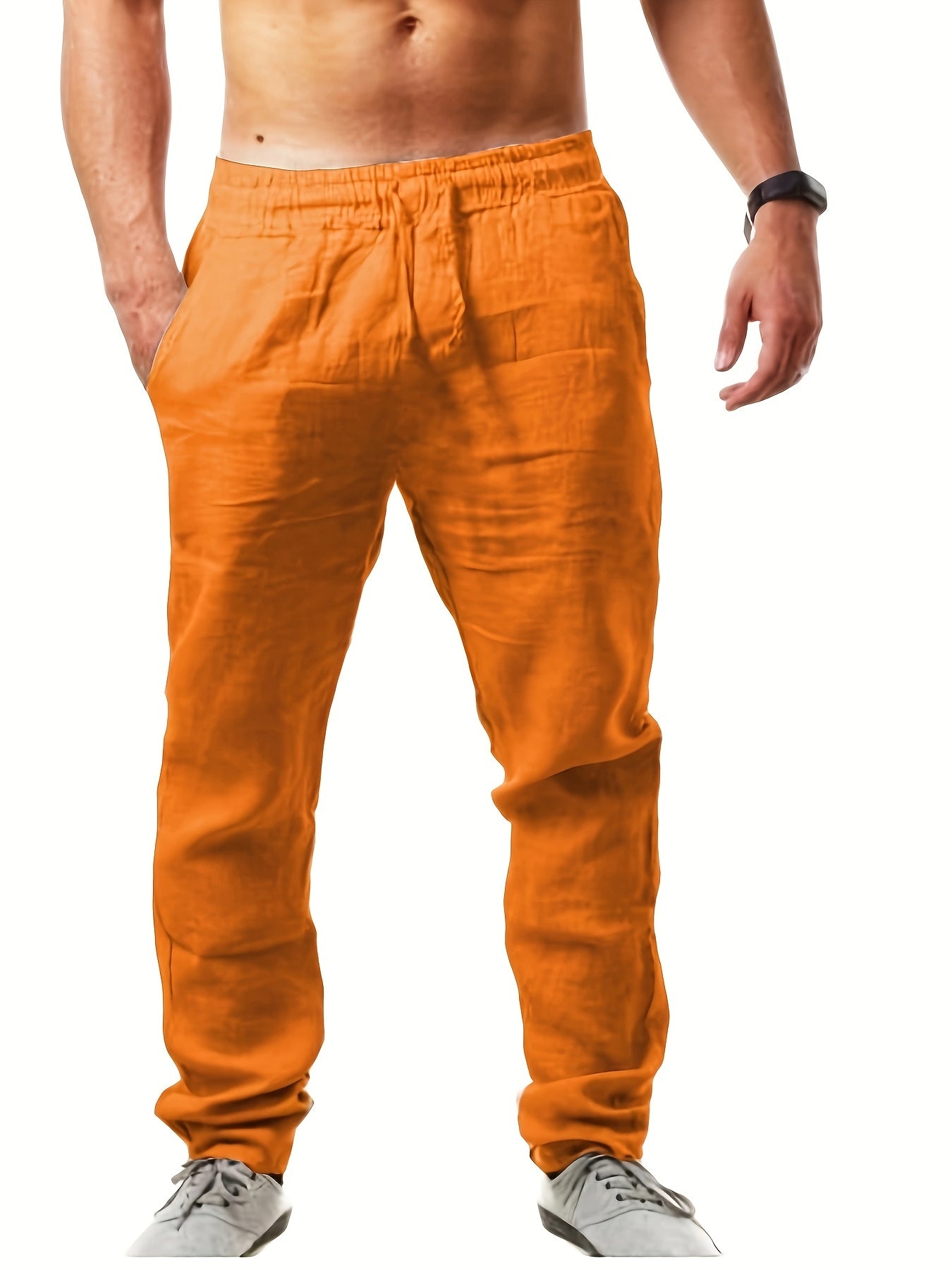 Color sólido cordón Pantalones de chándal Loose fit hombres casual joggers para primavera otoño