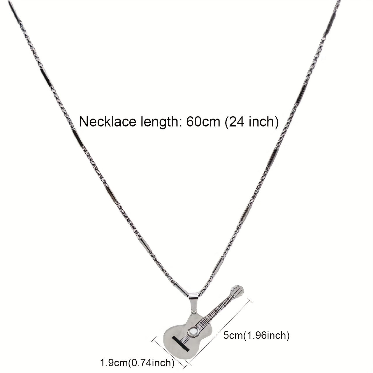 Guitar Necklace Pendant Titanium Steel Necklace Creative Music Gifts Accessories