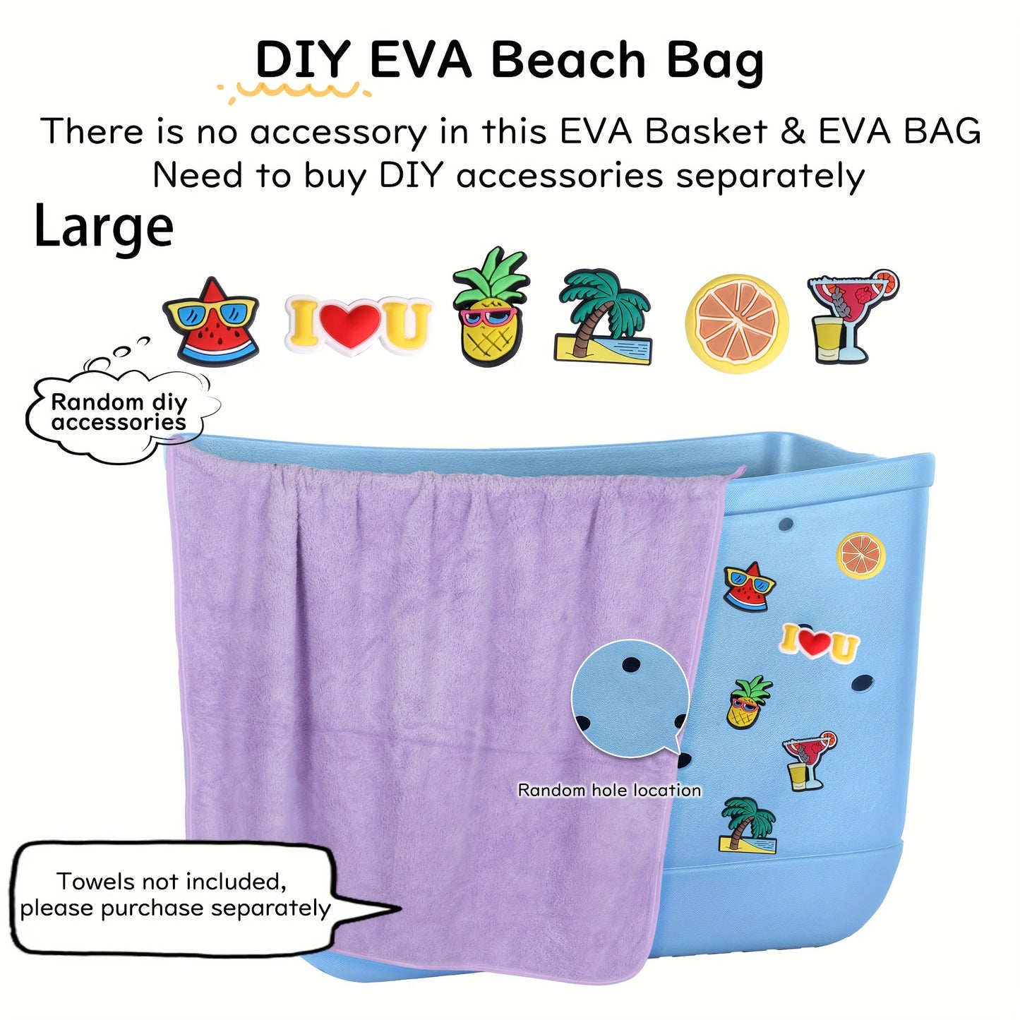 Waterproof EVA Beach Bag, Portable Handbag For Outdoor Sports, Trendy Travel Beach Boat Swimming Tote Bag