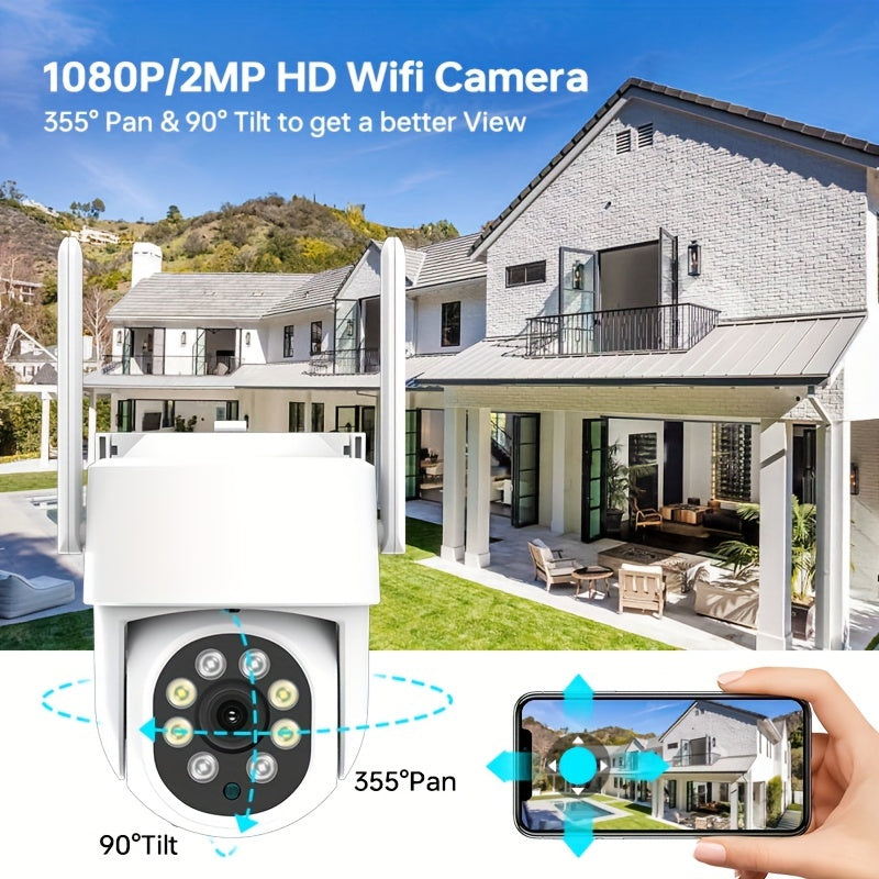 Câmera externa de segurança WiFi de 1 unidade de 2,4 GHz, câmera IP sem fio 1080P CCTV, visão noturna, detecção de movimento, segurança doméstica, sem cartão TF \ u002FSD