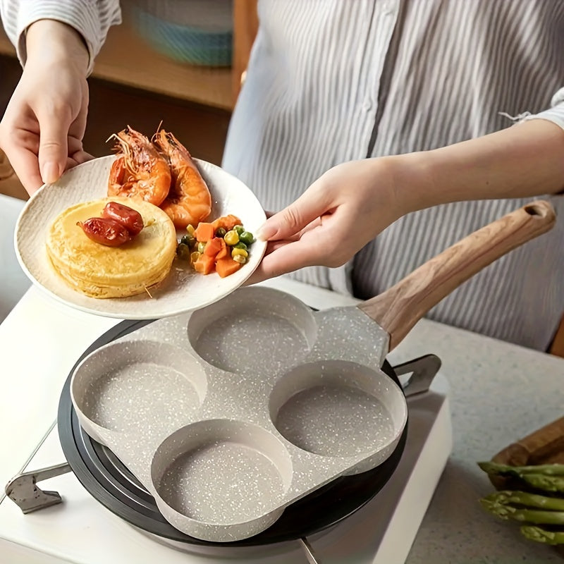 1 Pc Household Four-hole Frying Pan Kitchen Pan Non-stick Pan Breakfast Egg Hamburger Small Frying Pan Steak Pot