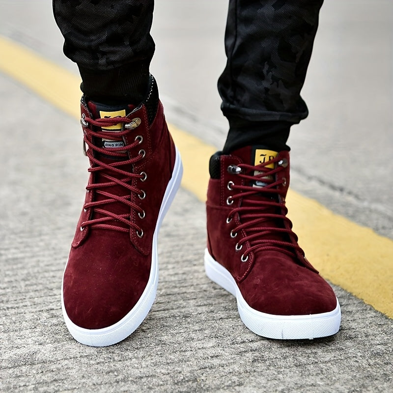 Men's Lace-up High-top Shoes British Style Canvas Shoes Casual Sneakers All-match Trendy Shoes Zippers For Decoration Only