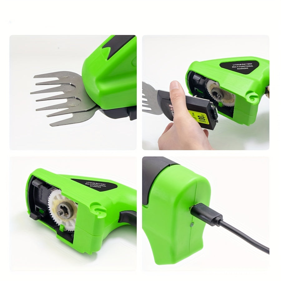 Cordless Battery Powered Rechargeable 2-in-1 Electric Hand Held Grass Shear & Hedge Trimmer - Perfect for Garden & Lawn Care!