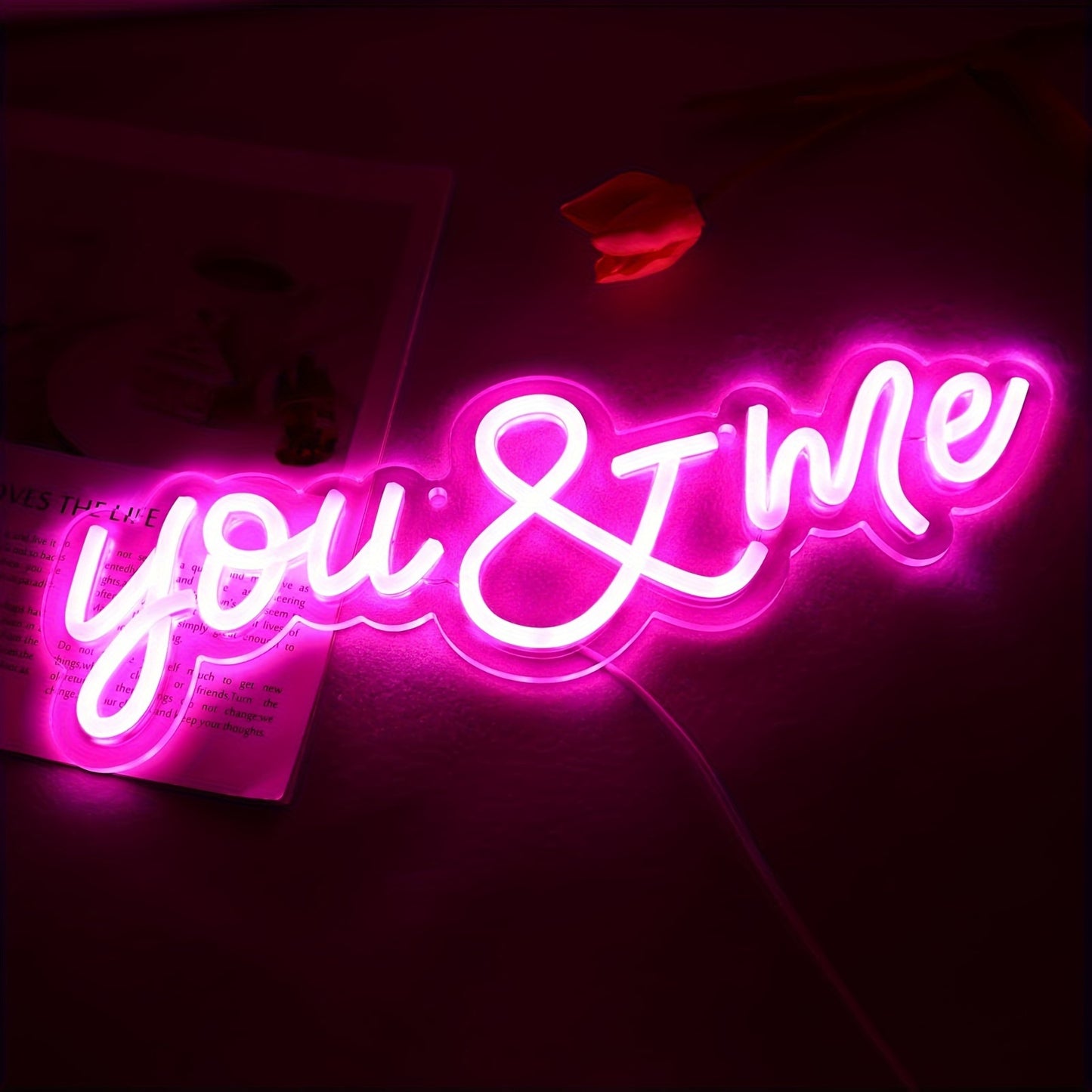 1pc You And Me Led Neon Light, USB Powered Romantic Neon Sign For Wedding Party Birthday Party Decorations