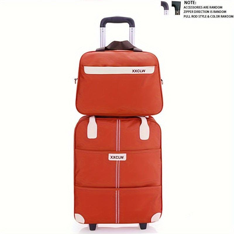 2pcs\u002Fset Large Capacity Travel Trolley Case, Portable Roller Luggage, Waterproof Boarding Suitcase, Weekender Overnight Duffle Bag For Travel