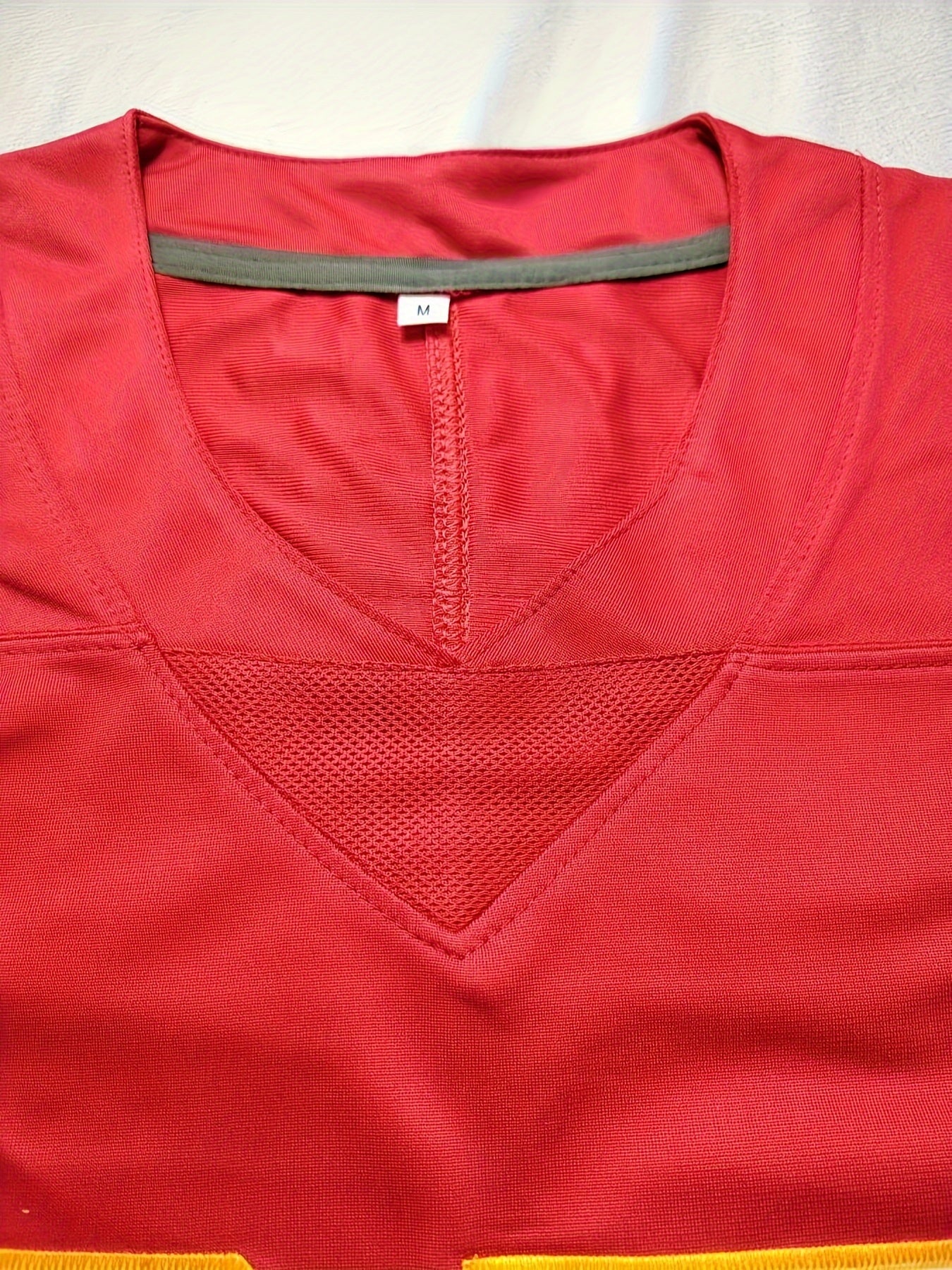 Plus Größe #87 Red American Football Star Jersey T-Shirt, lässiges V-Ausschnitt Lose Sport T-Shirt, Active wear für Männer und Frauen