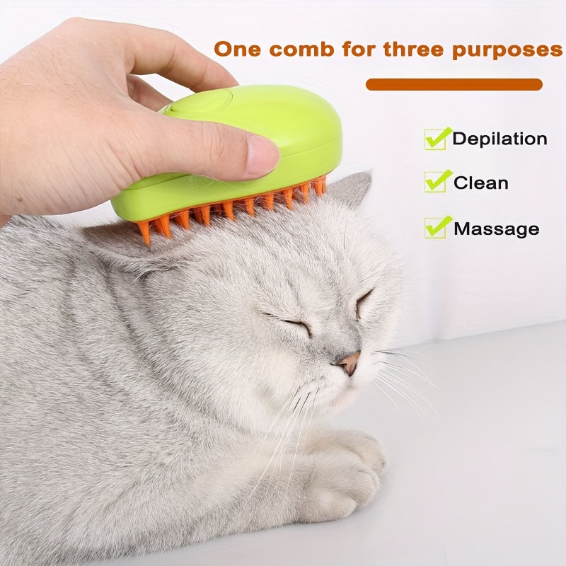 Pentes de massagem autolimpantes 3 em 1, escova de tratamento para animais de estimação para gatos, escova de vapor para animais de estimação, pente de carregamento USB para gatos, pente flutuante para remoção de pelos, massagem em spray elétrico para cui