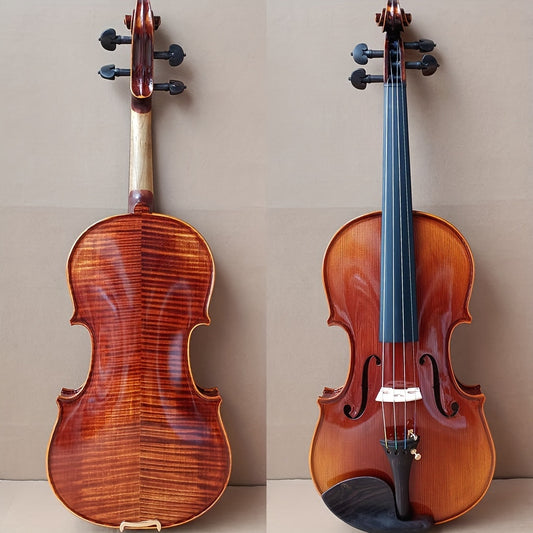 Llama densa natural 100% violín hecho a mano Stradivarius 1716 4 \ u002F4 3 \ u002F4 1 \ u002F2 1 \ u002F4 Panel posterior de arce, panel lateral, panel de abeto Violino dorado con estuche arco brasileño