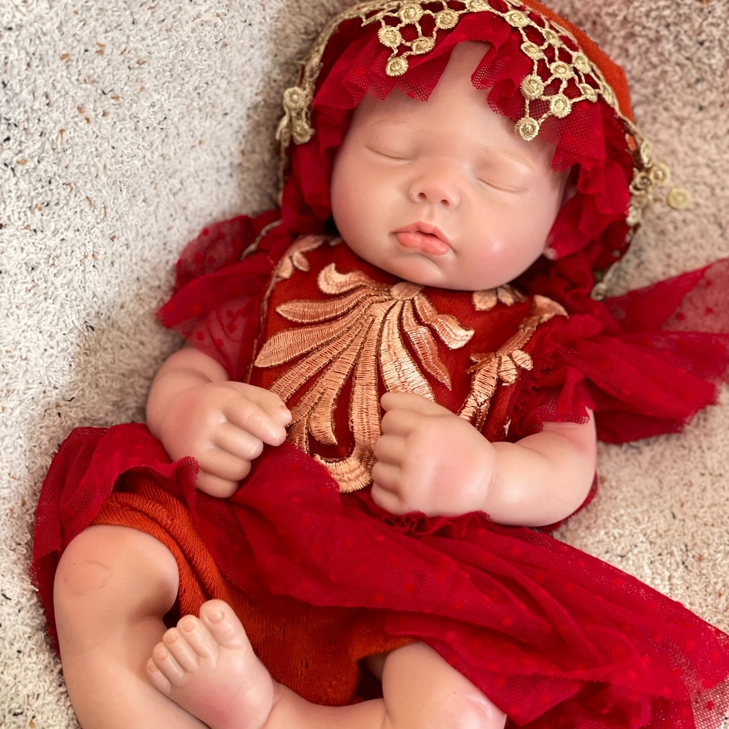 17.72inch Close Eyes Soft Body  Reborn Doll With 3D Painted Skin Handmade Soft Touch Feeling Reborn Doll Can Have Bath Reborn Doll Toy For Christmas Gift