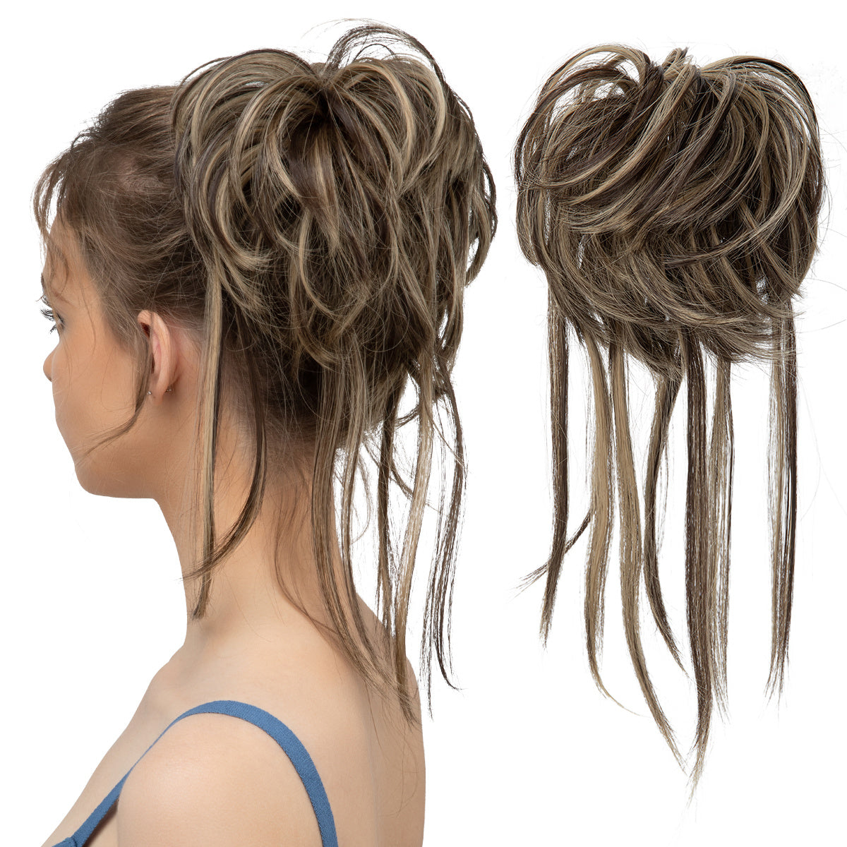 Peça de cabelo bagunçado para mulheres, super longo, desgrenhado, updo, scrunchies, sintético, ondulado, cacheado, extensão de rabo de cavalo, acessórios de cabelo