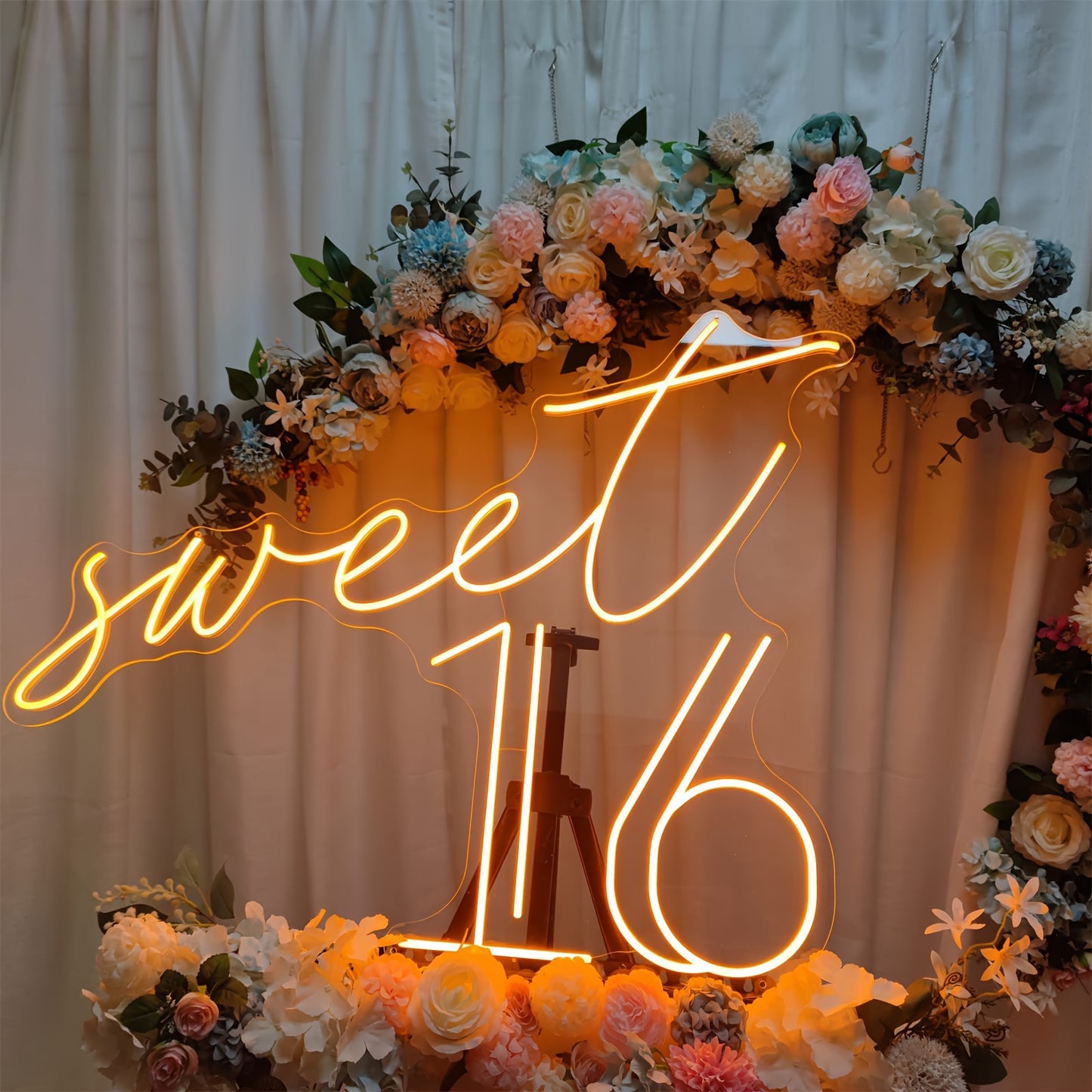 1pc Sweet 16 enseigne au néon pour la décoration murale, Led néon pour Bachelorette Party, créatif néon pour la fête de mariage d'anniversaire