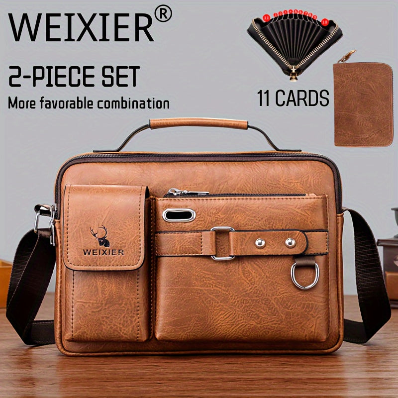 WEIXIER Bolso de Hombro, Bolso de Mensajero para Hombre, Bolso de Negocios, con Tarjetero, Opción Ideal para Regalos, Mochilas Escolares, Regalos de San Valentín