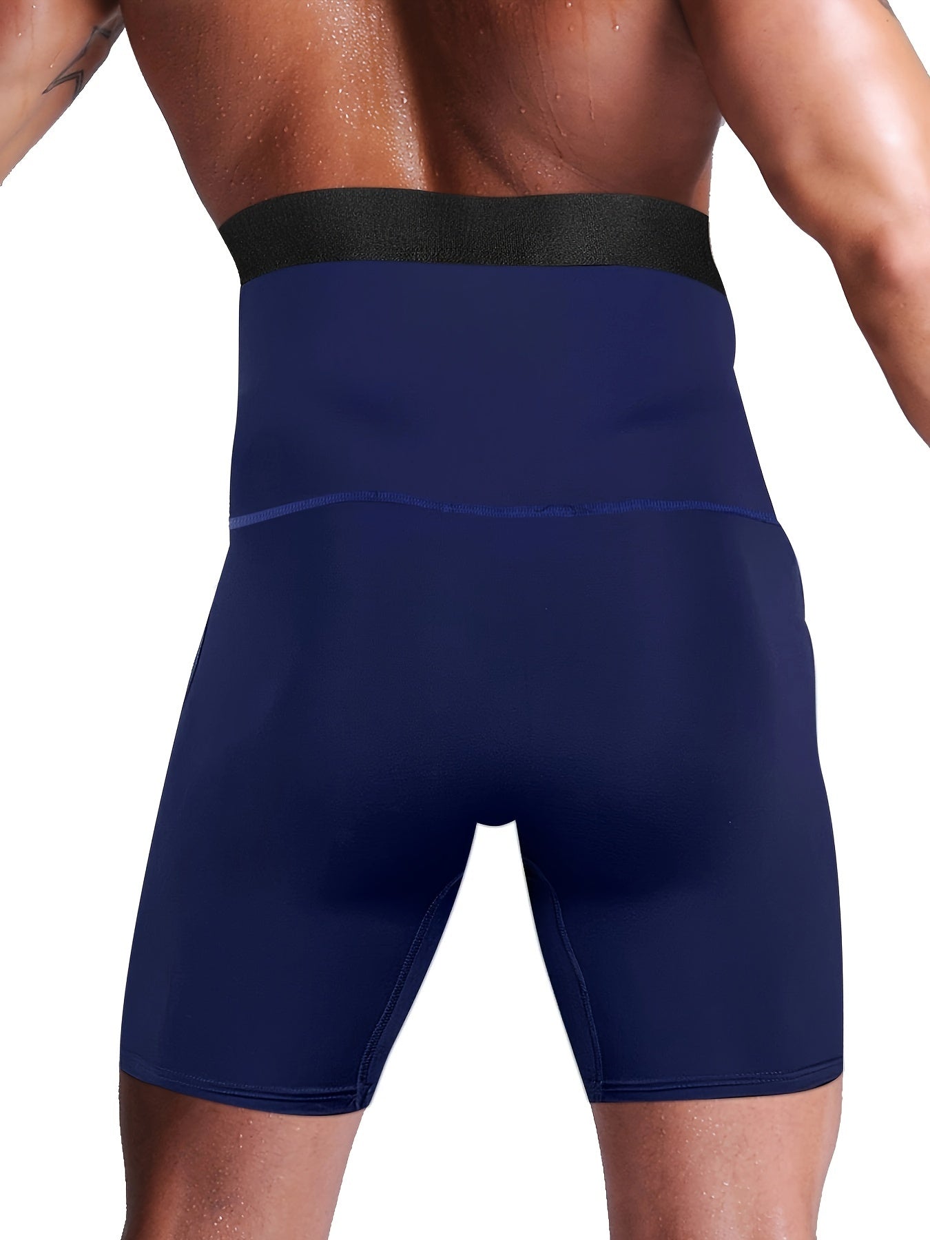 1pc Men's Compression Shapewear, High Waist Tummy Control Slimming Bodysuit Long Leg Underwear