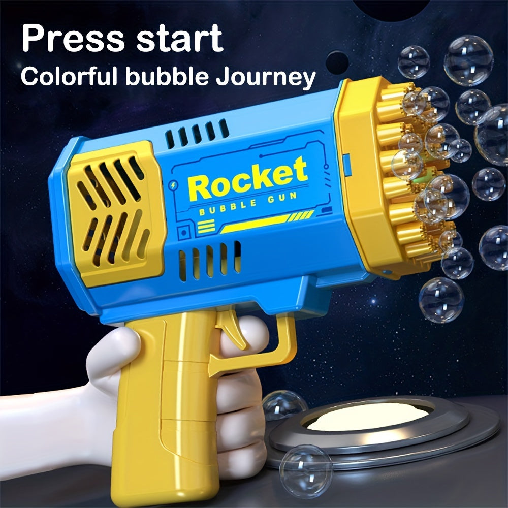 Children's 40-hole electric bubble Machine Handheld Gatling Automatic Bubble Gun Children's Portable Outdoor Party Toy LED Light Hair Dryer Boy Girl Gift (bubble liquid and battery not included)