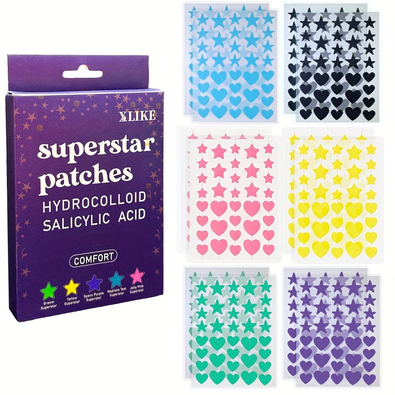 Acne Patch (432 Pieces) Tea Tree Oil Facial Water Gel Acne Patch Heart Shape Acne Patch For Men And Women Pimple Patch Christmas Star Gift Halloween Gift