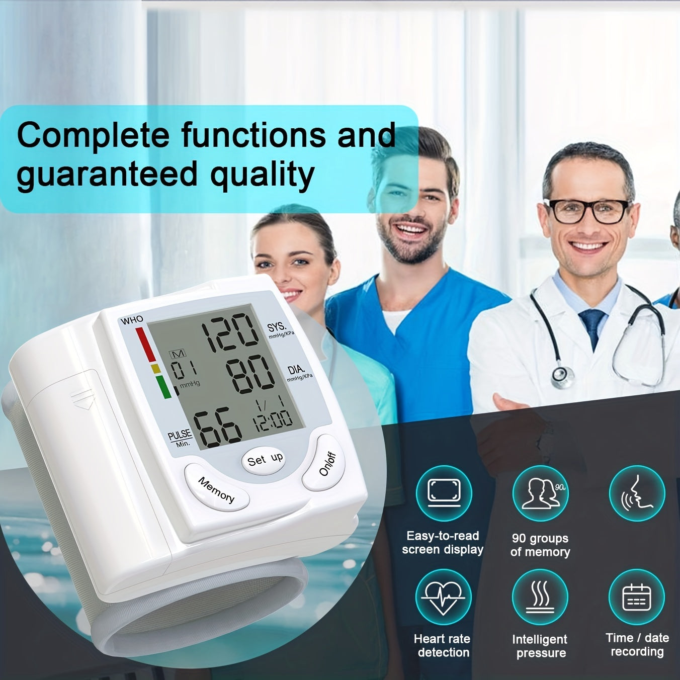 1pc LCD Display Blood Pressure Monitor Wrist Pulse Meter Automatic Digital Pulsometer Sphygmomanometer Family Diagnostic Battery Not Included