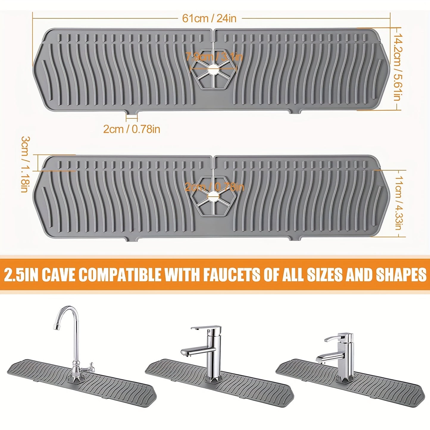 1pc, Silicone Faucet Splash Mat, Waterproof And Mildew-Proof Mat, Sponge Storage Plate, Draining And Organization Plate For Kitchen Bathroom, Kitchen Sink Storage, Kitchen Accessories