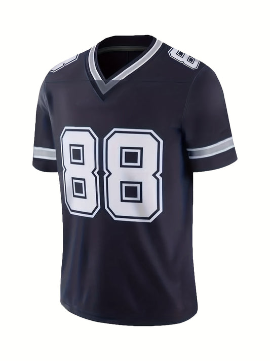 Plus Size, Men's #88 Print Jersey T-shirt For Football Outdoor Sports, Breathable Quick Dry Tees