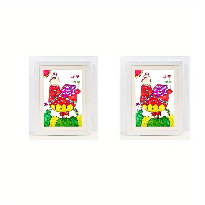 2pcs Children's Art photo Frame Replaceable Wooden Display 8.3x11.8, Children's Art Frame Front Opening Accommodates 50, Black And White Children's Painting, Children's Art Project, Homework