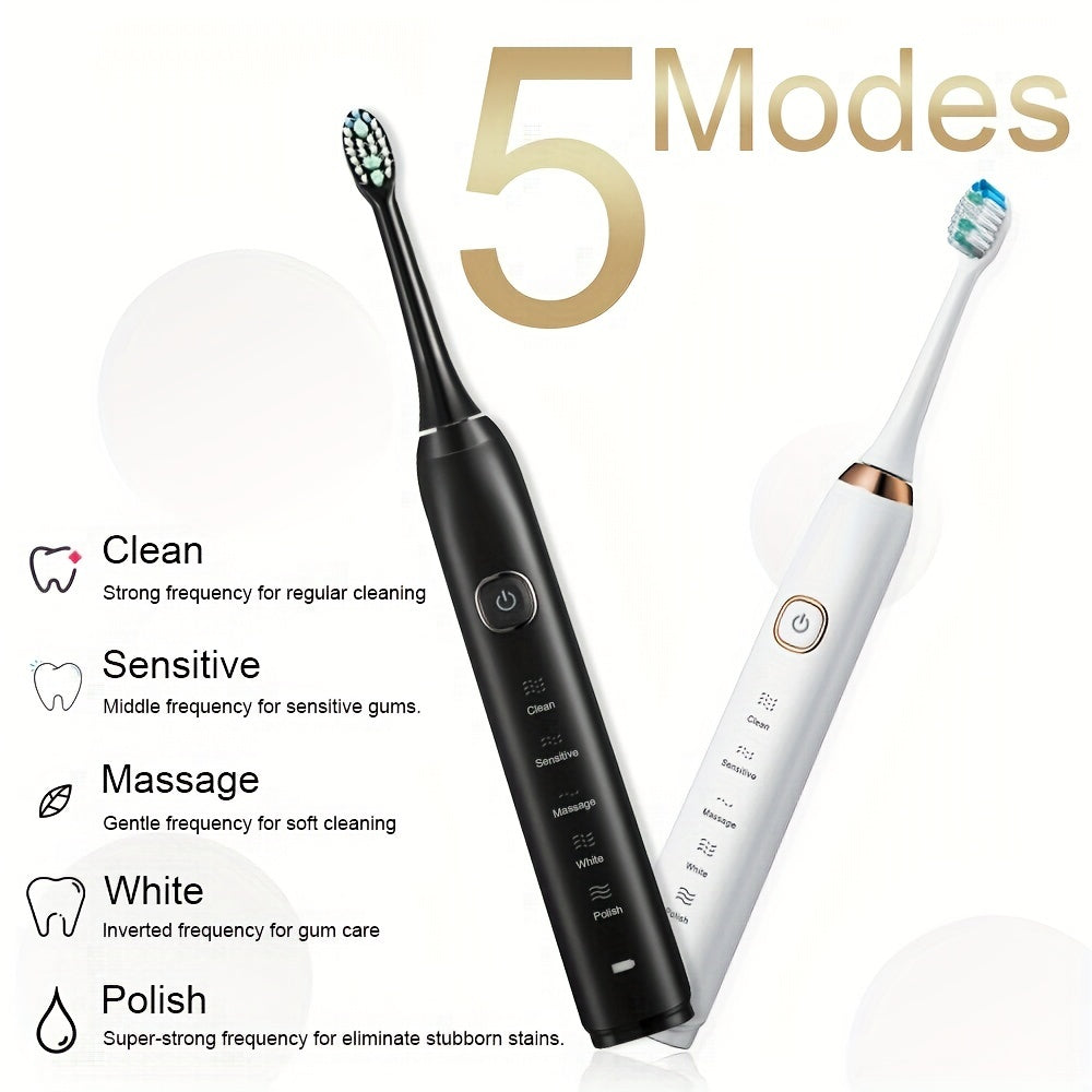 Sonic Electric Toothbrush Wireless Charging 5 Brushing Modes With Travel Box Brush Head Dust Cover 6 Soft Bristle Brush Heads