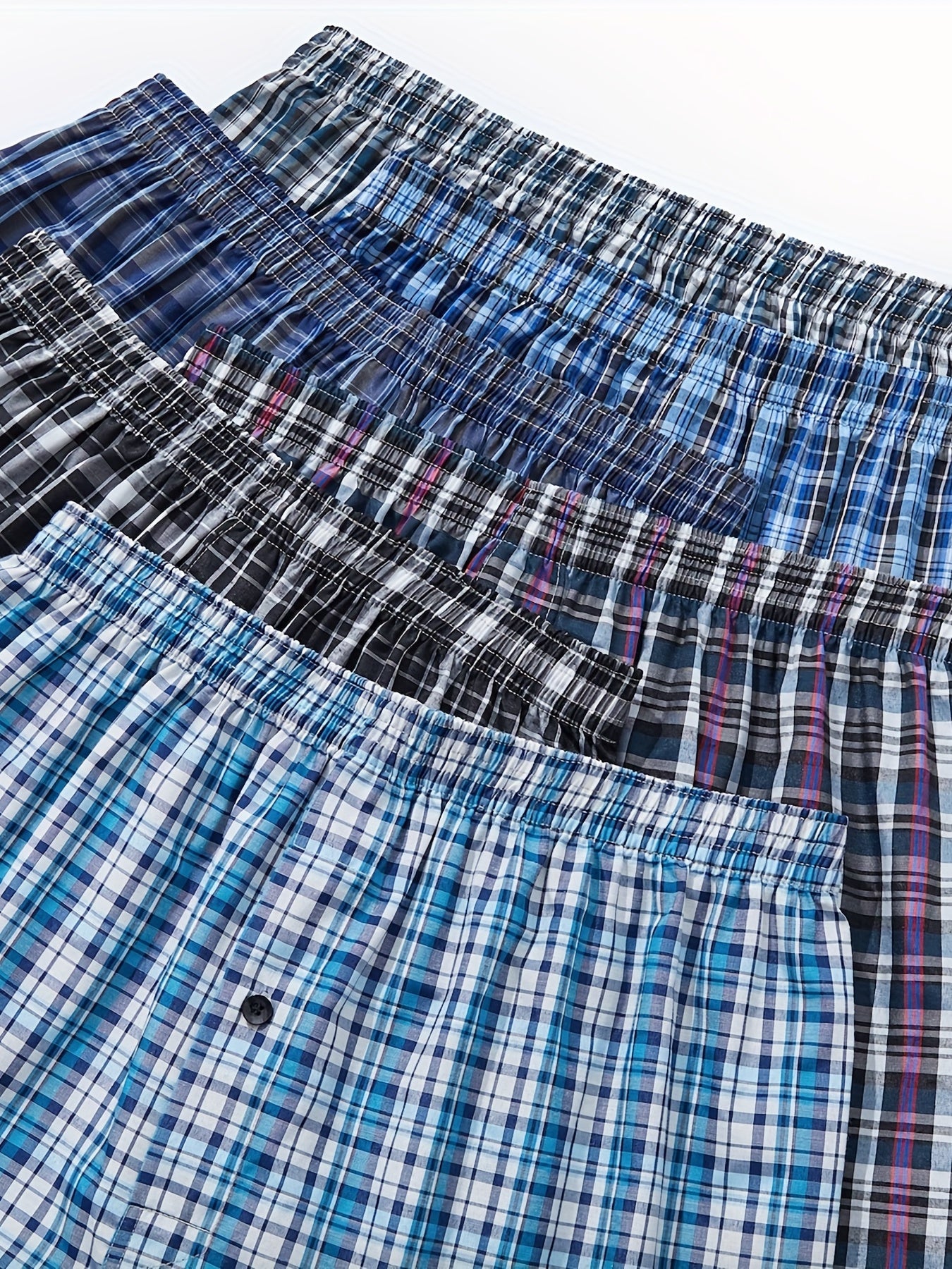 6pcs JupiterSecret Random Color Casual Plaid Elastic Waistband Button Boxer Shorts, Men's Boxer Underwear