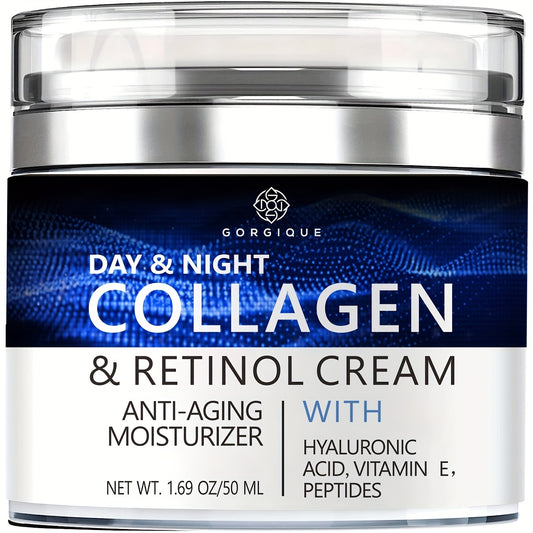 Collagen Cream For Face With Retinol And Hyaluronic Acid, Day And Night &  Skincare Facial Moisturizer