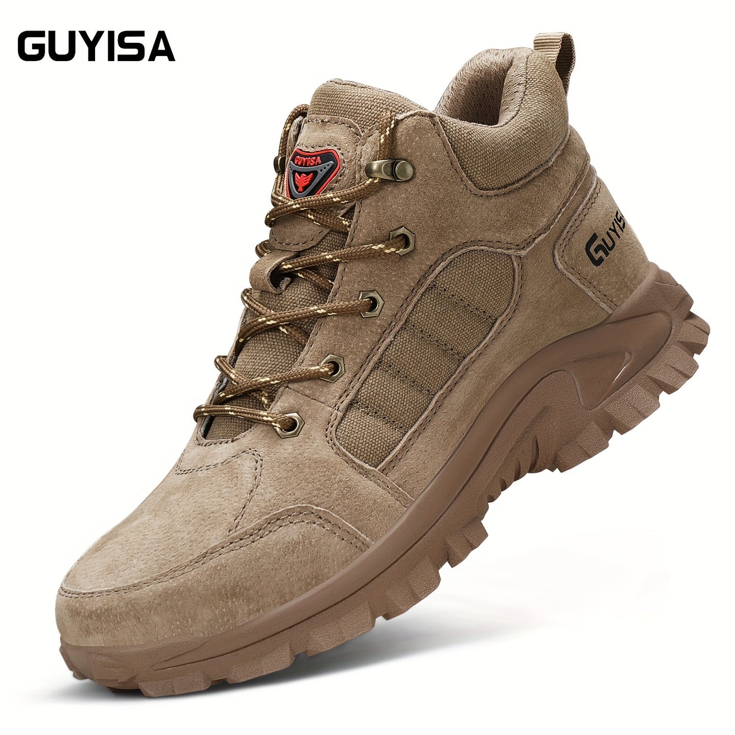 Zapatos de seguridad de trabajo de gamuza para hombres, zapatos de trabajo de punta de acero antideslizantes a prueba de pinchazos, zapatillas de deporte de construcción industrial