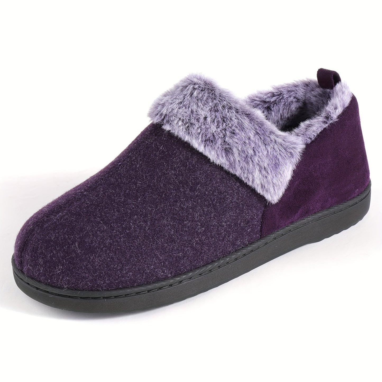 Women's Cozy Plush Household Shoes, Fuzzy Fleece Liner Package Heel Memory Foam Slip-on Shoes, Women's Footwear