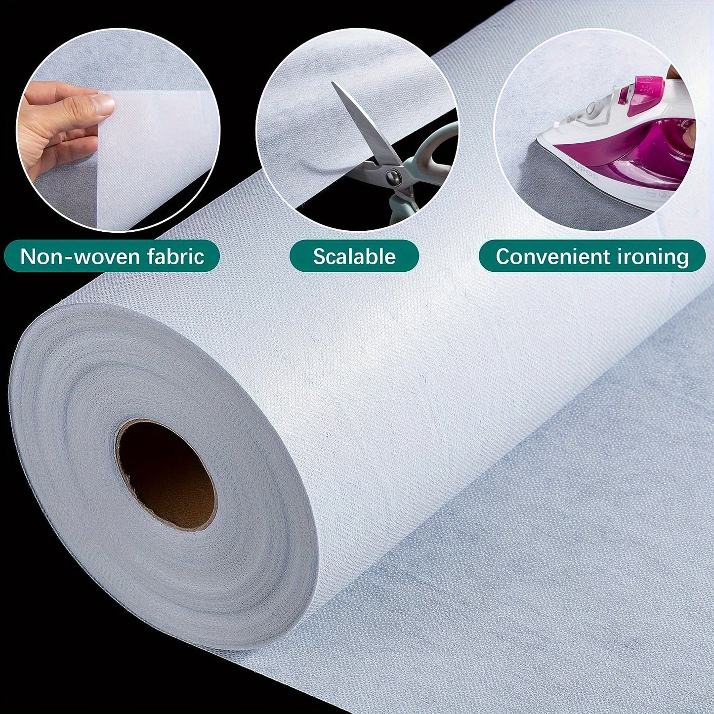 2Rolls, 20Yards\u002Froll, Non-woven Adhesive Lining, Iron Fusible, Sewing Supplies, Medium Thickness . Clothing Adhesive Lining, Polyester Fiber, Single Sided Adhesive, Clothing, Bags, Handicrafts, Bags, Home Decoration, DIY Craft Supplies