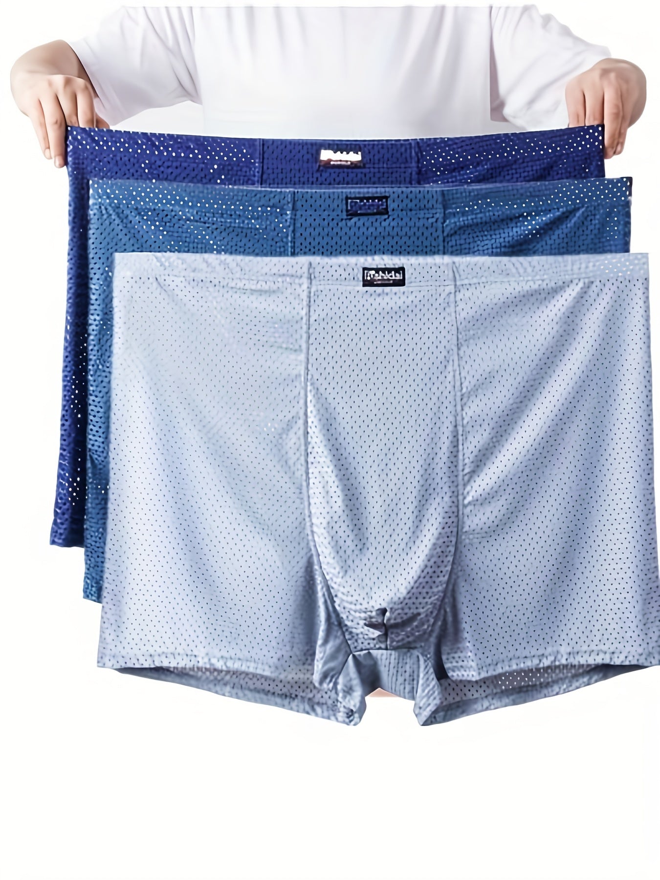 3 Stück Herren Plus Size Boxershorts, Mesh atmungsaktive weiche, bequeme Boxershorts, Eis Seide Coole Boxershorts für den Sommer, Herren Unterwäsche