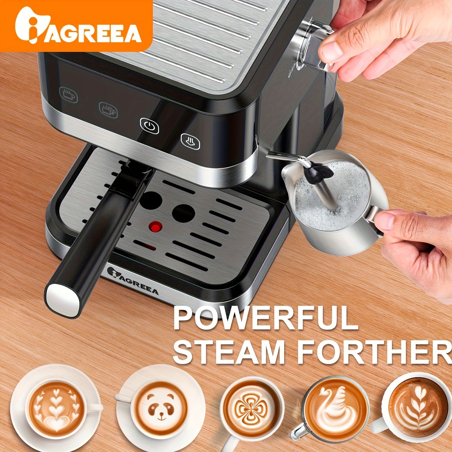 1pc, Drelex Espresso Machine With Milk Frothing, 20 Bar Expresso Coffee Machine, 1.5L\u002F50oz Removable Water Tank, Semi-Automatic Coffee Machine With Steam Wand For Espresso, Latte, And Cappuccino, 1050W, Touch Control