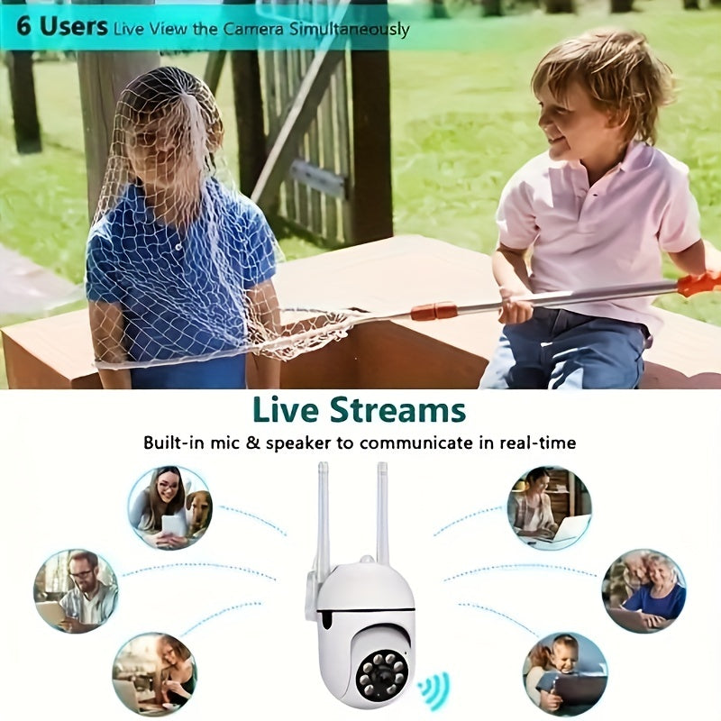 Câmera HD de 2,4 GHz, câmera WiFi sem fio de alta definição de 3 MP, câmera de segurança externa doméstica 1080p, com comunicação bidirecional, detecção móvel, rotação de 360 °, câmera infravermelha de visão noturna de alta definição para segurança domést