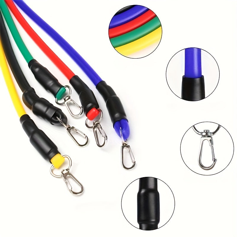 Conjunto de faixas de resistência TPE de 11 unidades, faixas de resistência com âncora de porta, alças, bolsa de transporte, tiras de tornozelo para pernas, faixas de exercício, faixas de treino, para academia em casa, fitness, ioga e pilates, adequado pa