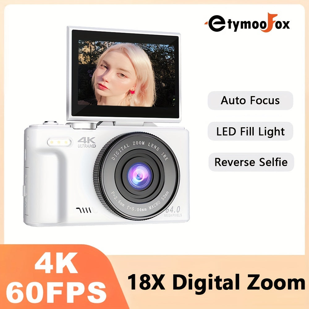 Digital Camera 4K Video Cameras With Wi-Fi For Photography 60 IPS 180 Flip Screen 18X Digital Zoom