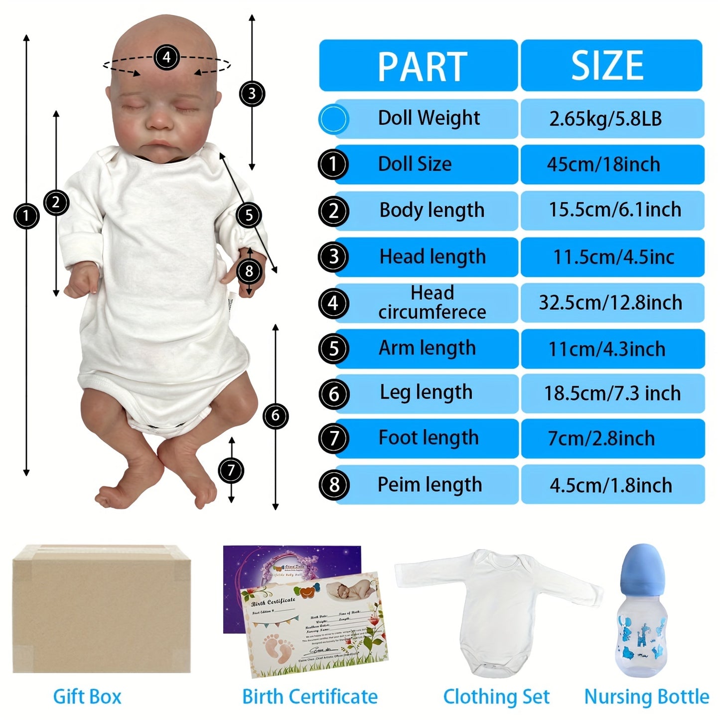 17.72inch Soft Silicone Reborn Baby Dolls - Sleeping Boy & Awake Girl - Perfect Family Gift! , Halloween\u002FThanksgiving Day\u002FChristmas gift