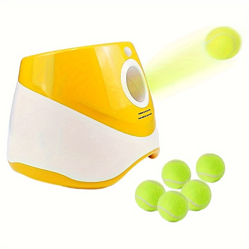 Pet Tennis Launcher Dog Toy With 6pcs Tennis Ball, Ball Throwing Pinball Machine, Throwing Ball Walking Dog Ball Throwing Machine Divine Tool Automatic Serve Machine